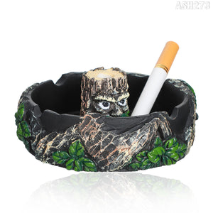 迷你树脂烟灰缸 高46mm,宽110mm,树木小人和绿色叶子图案单个白盒加气泡袋装1个卖