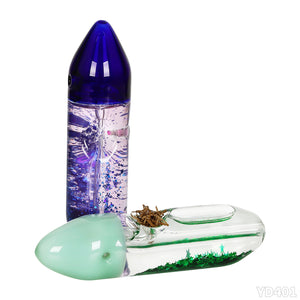 铅笔状流沙注油透明玻璃烟斗 单个气泡膜包装 挑颜色卖 1个卖