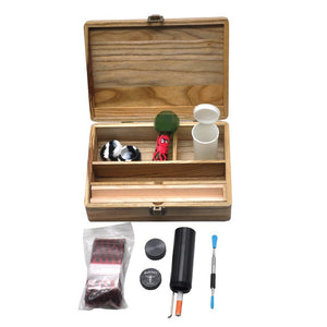 樟木材质木盒烟具套装 高硼硅烟斗 磨烟器 密封药盒跨境烟具9件套