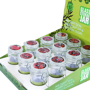 weed game跨境新款82ml透明玻璃密封罐子圆形卡扣储物罐烟具配件储物保湿