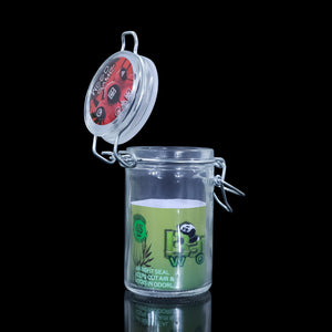 weed game跨境新款82ml透明玻璃密封罐子圆形卡扣储物罐烟具配件储物保湿