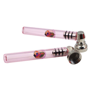 Lady Honet 玻璃烟斗 可拆卸金属粉色玻璃烟斗 pipe